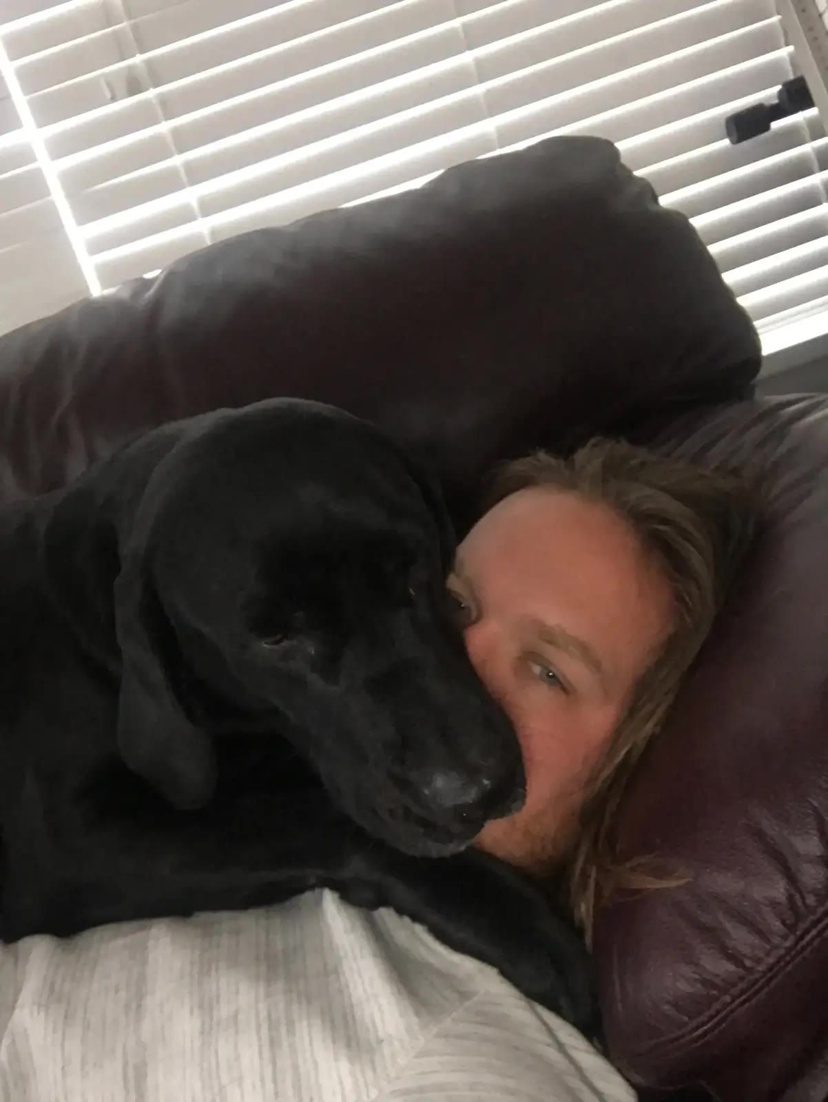 Ellie laying on me on the couch