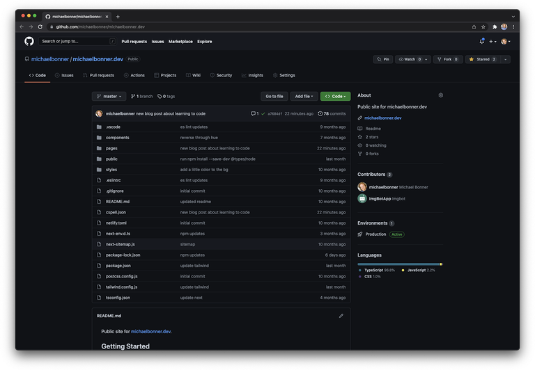 michaelbonner.dev github screenshot